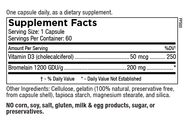 vitamin d 2000 with bromelain – 60 capsules