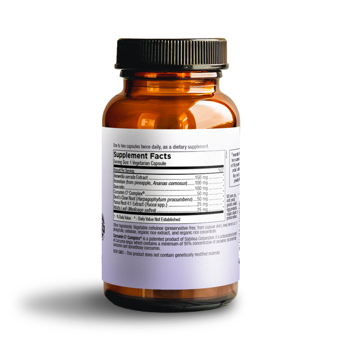 inflameze supplement bottle back label – ingredients and directions