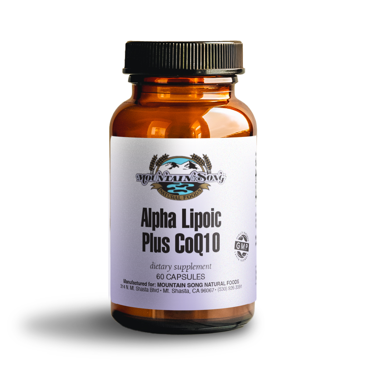 Alpha Lipoic Plus CoQ10 bottle — 100 mg CoQ10 + ALA — Mountain Song Store