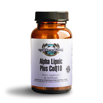 Alpha Lipoic Plus CoQ10 bottle — 100 mg CoQ10 + ALA — Mountain Song Store
