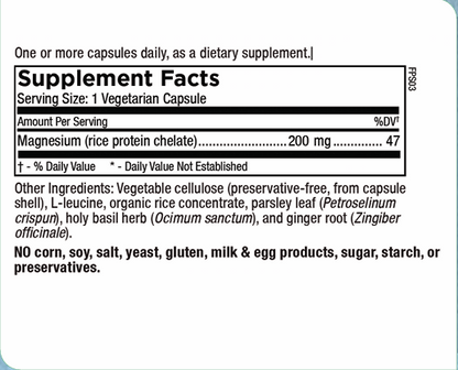 Magnesium Chelate 200 mg — Muscle Relaxation + Calm Support (180 Caps)