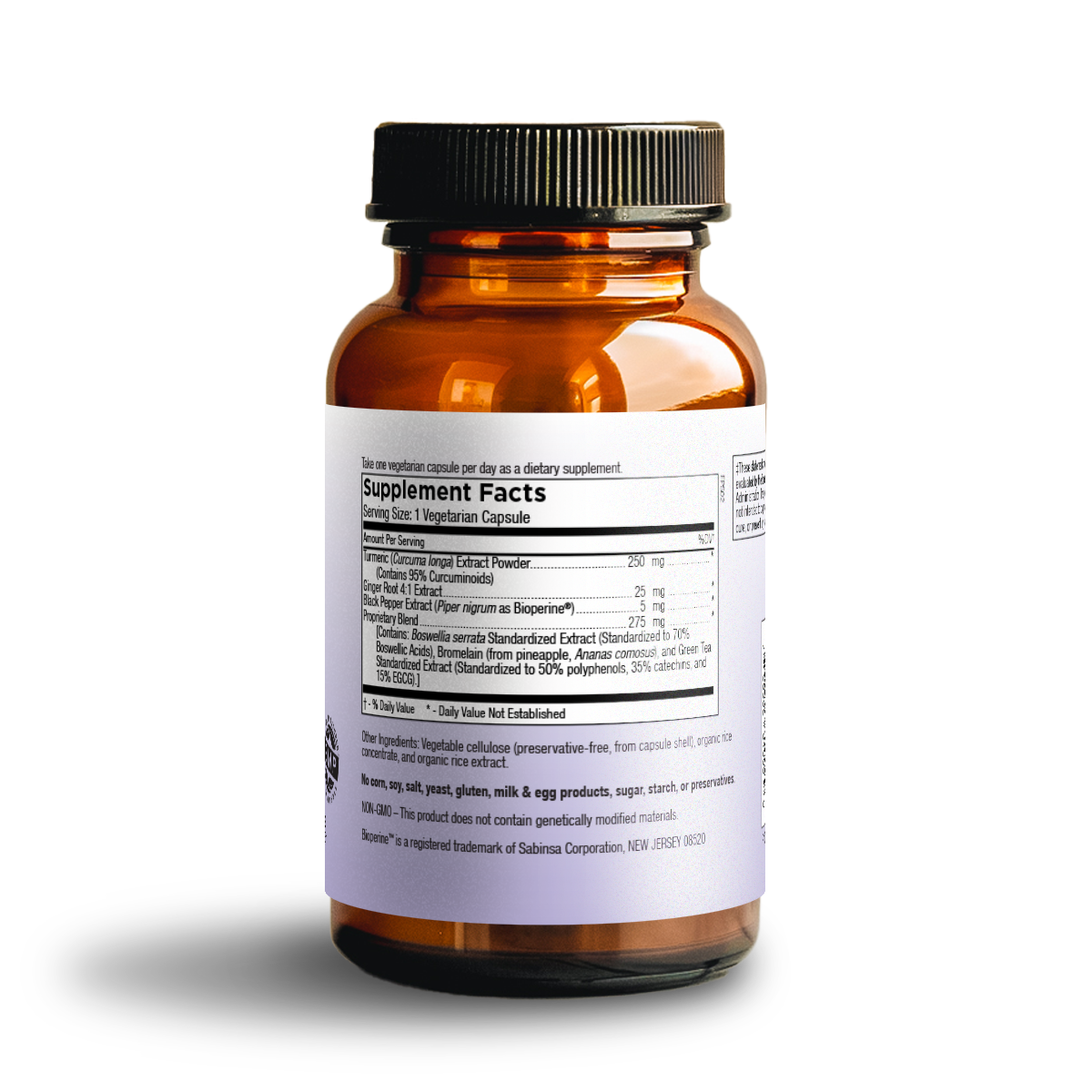 inflammation support bottle back label – ingredients and directions