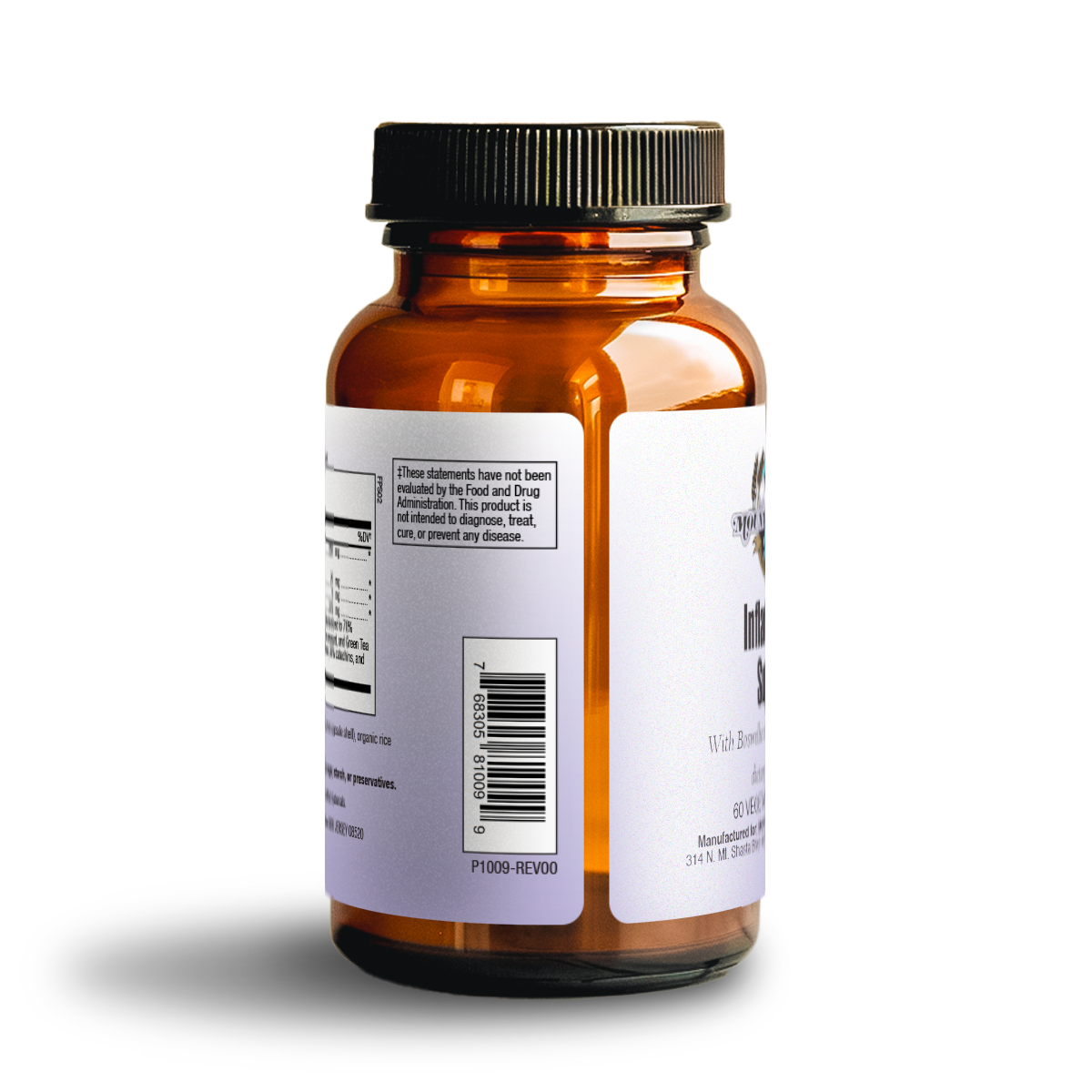 side (fda statement): inflammation support bottle side label – fda disclaimer statement