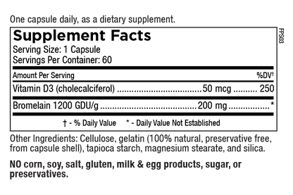 Vitamin D 2000 with Bromelain – 60 Capsules