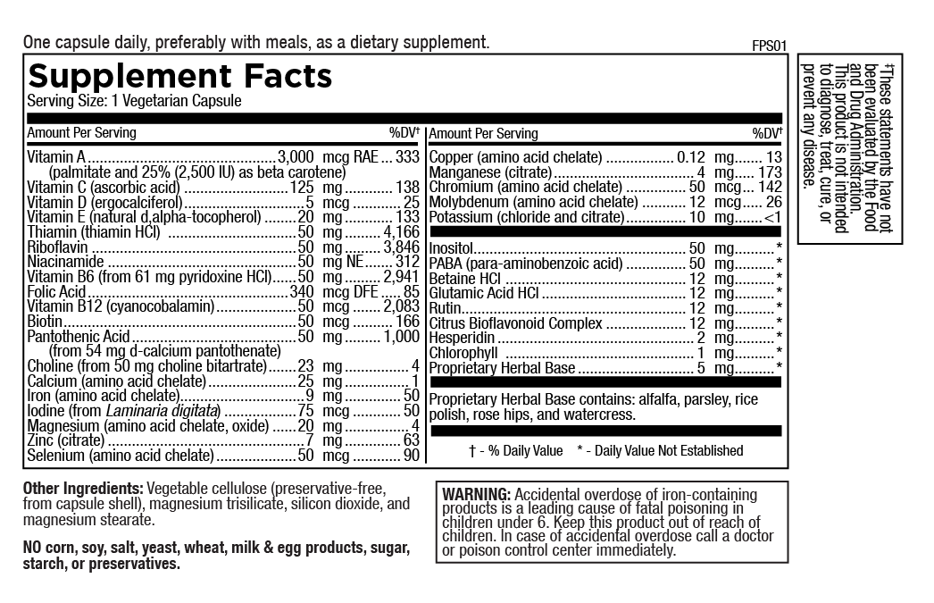 mega 1 daily multivitamin + minerals (60 vegetarian capsules)
